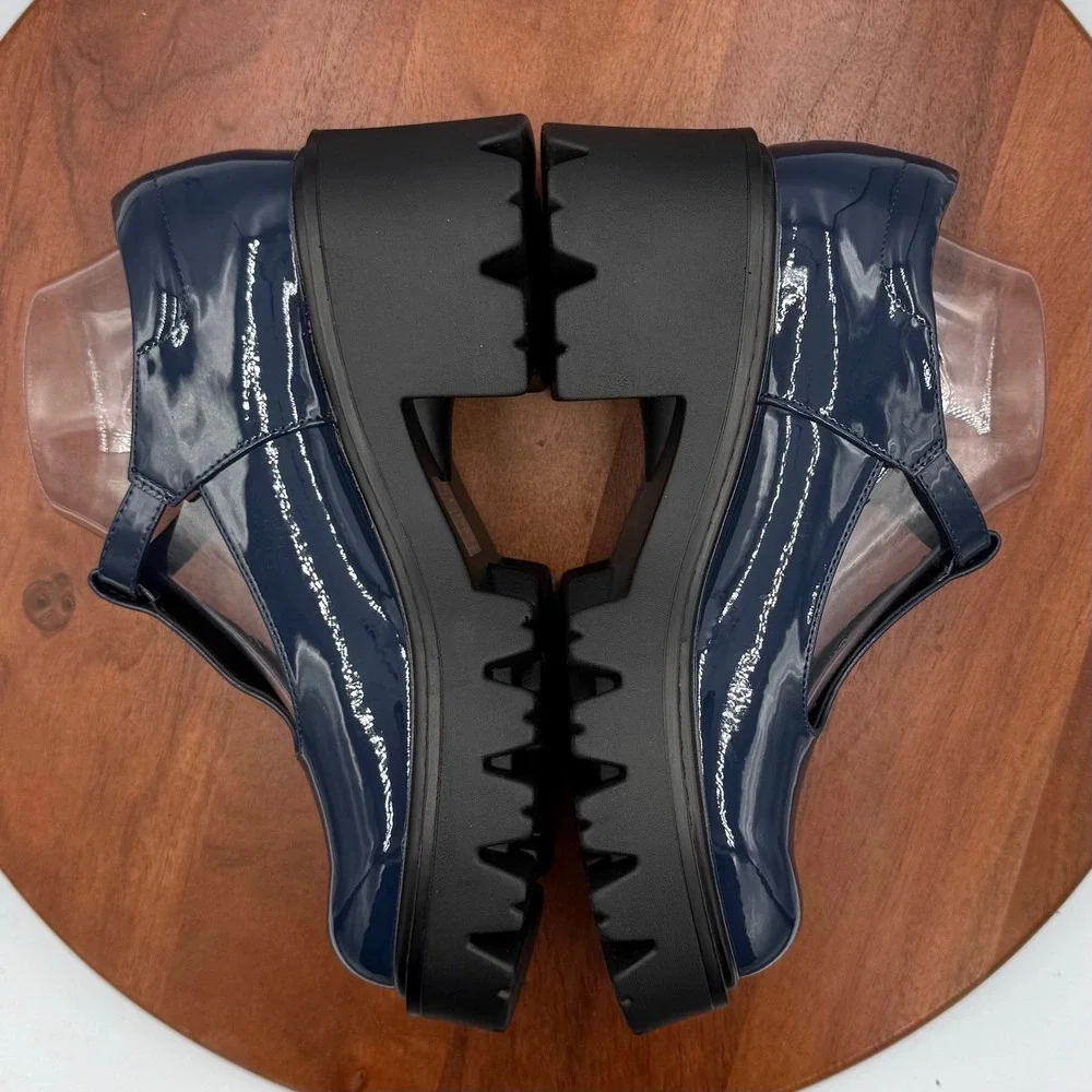 Dream Pairs Navy Patent Mary Jane Platform Chunky Heel Shoes Women‎ Size 7.5 Y2K